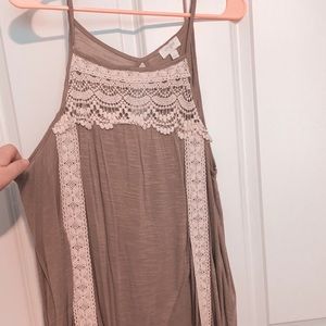 Umgee Taupe Spaghetti Strap Blouse